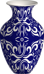 Navy blue China porcelain vase curve cross spiral flower