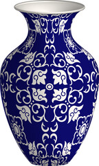 Navy blue China porcelain vase spiral curve square cross flower