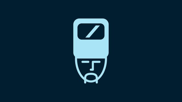 White Ukrainian cossack icon isolated on blue background. 4K Video motion graphic animation