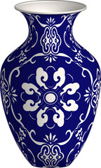 Navy blue China porcelain vase curve spiral cross flower