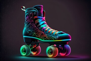 Neon roller skate multicolored (Generative AI)