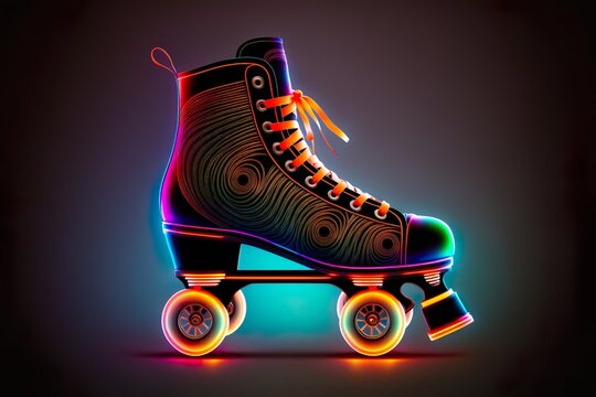 Neon roller skates multicolored, bright (Generative AI)