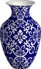 Navy blue China porcelain vase round curve cross frame flower