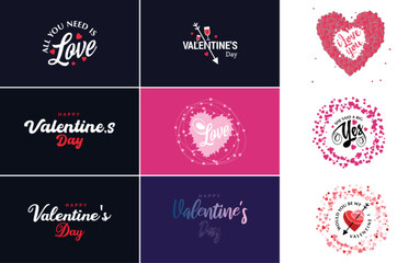 Happy Valentine's Day typography poster with handwritten calligraphy text. isolated on white background vector illustration