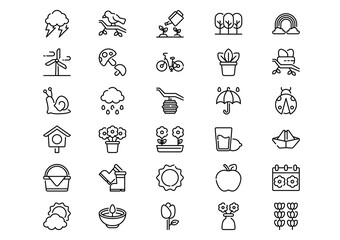 Spring Icon Pack With Outline Style Simple