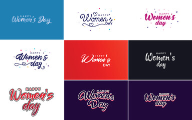 Set of Happy International Woman's Day signs and emblems vector design elements. signs. labels. and badges collection