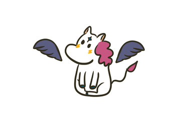 お座りするダークなペガサスのイラスト