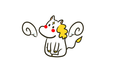 お座りするペガサスのイラスト