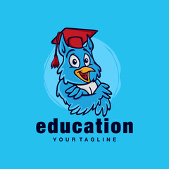 Mascot Smart Owl Logo Design Illustration Template