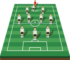 Soccer cup formation and tactic and football field