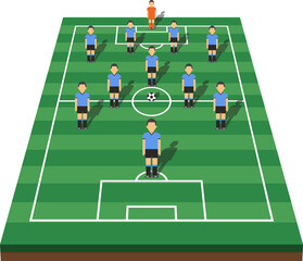 Fototapeta premium Soccer cup formation and tactic and football field