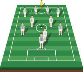 Soccer cup formation and tactic and football field