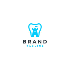 Castle Inside Dental Icon Logo Design. Playful Dentist Logo Design With A Teeth Icon In It Is A Castle Silhouette.