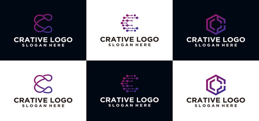 Smart and creative Letter C Logo Design, letter C technology logo. Vector logotype