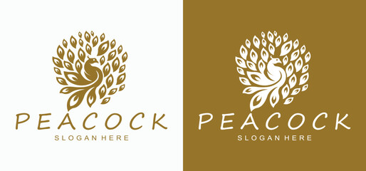abstract peacock logo design ,Peacock Luxury Logo, Colorful peacock vector illustration,animal logo.
