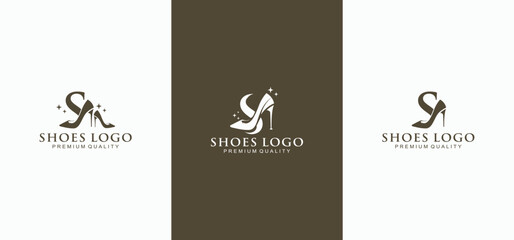 woman shoe logo, shoe vector, feminine shoe style shoe logo template design.