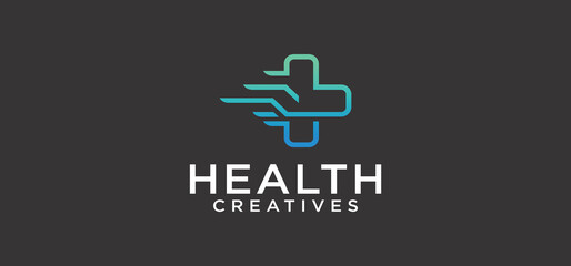 Medical Health Digital Logo, technology medical logo for modern and sophisticated medical care.