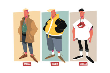 Dudes in casual style clothes set