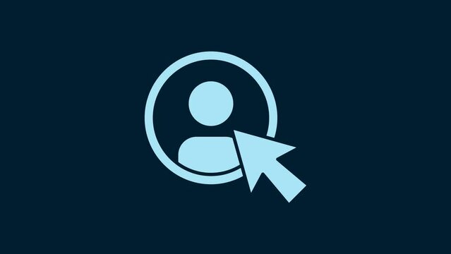 White Create account screen icon isolated on blue background. 4K Video motion graphic animation