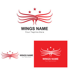 Wings Logo Design, Shield Wings Vector, Bird Feather Illustration