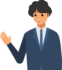 cartoon business man wear suit character,png