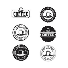 Vintage Retro coffee label. Different logo, badge, emblem collection on white background. Vector black and white