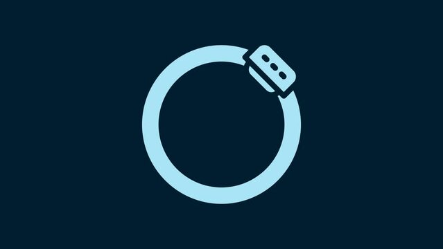 White Bicycle brake disc icon isolated on blue background. 4K Video motion graphic animation