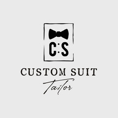 Bow Tie Bowtie  Tuxedo Suit Gentleman Fashion Tailor Clothes Vintage Classic Logo design