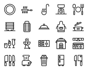 vector icon kitchen outline style. Pixel perfect. editable stroke