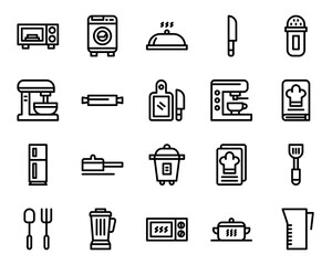 vector icon kitchen outline style. Pixel perfect. editable stroke