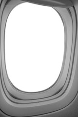 Airplane window open with blank white space.