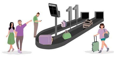 Scene with people at airport baggage claim area