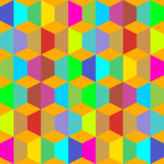 Vector abstract colorful geometric pattern cubic, cubism art style