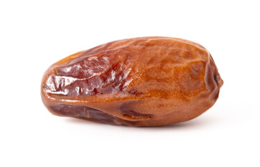 One dried date isolated on white background.