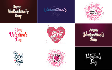 Happy Valentine's Day greeting card template with a romantic theme and a red color scheme