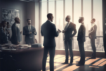 Group of people in office, business men, negotiation, Generative AI