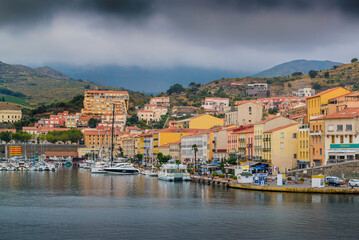 Harbor and city of Port-Vendres at morning in France