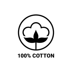 100% Cotton Icon Vector or Guaranteed Original Cotton on white background. 100% cotton icon. Vector illustration. 100% Cotton Icon for mobile apps and websites. Original 100% Cotton.