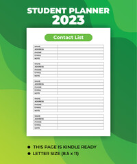 Student planner 2023 fully editable kdp book, unique page, student journal, student tracker 