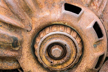 old machinery details closeup. rusty gears and sprockets.