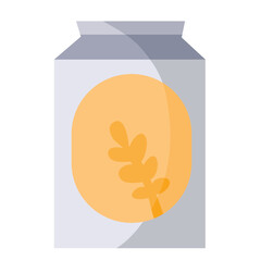 gray plastic jar from a supermarket with a label on which rye is drawn, isolated object on a white background, vector illustration,