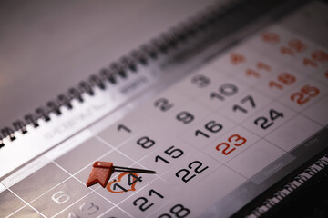 Valentines day. Calendar with circled date february 14.