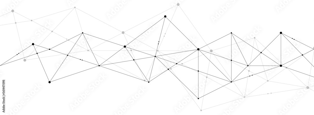 Leinwandbilder Technology network system lines and dots background template. Abstract virtual linked global system graphic vector.	