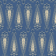 Abstract kalamkari damask paisley seamless pattern doodle background