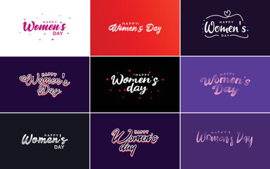 International Women's Day greeting card template with a floral design and hand-lettering text vector illustration