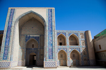 Ensemble of Kosh Madrasah Modarikhon Madrasah in Bukhara in Uzbekistan.