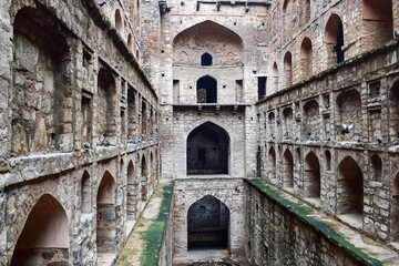 Agrasen Ki Baoli (Step Well) situated in the middle of Connaught placed New Delhi India, Old Ancient archaeology Construction