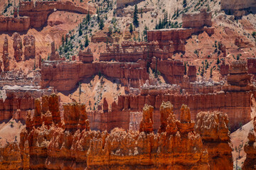 Bryce Canyon layers of erosion and history levels marked