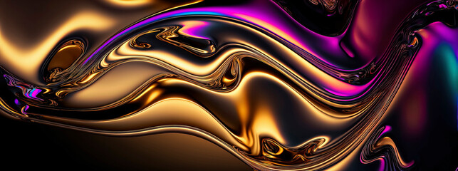 Abstract metallic flouresent wave liquid