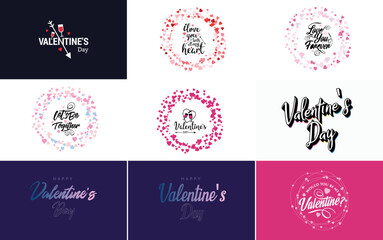Fototapeta na wymiar Happy Valentine's Day greeting card template with a romantic theme and a red and pink color scheme